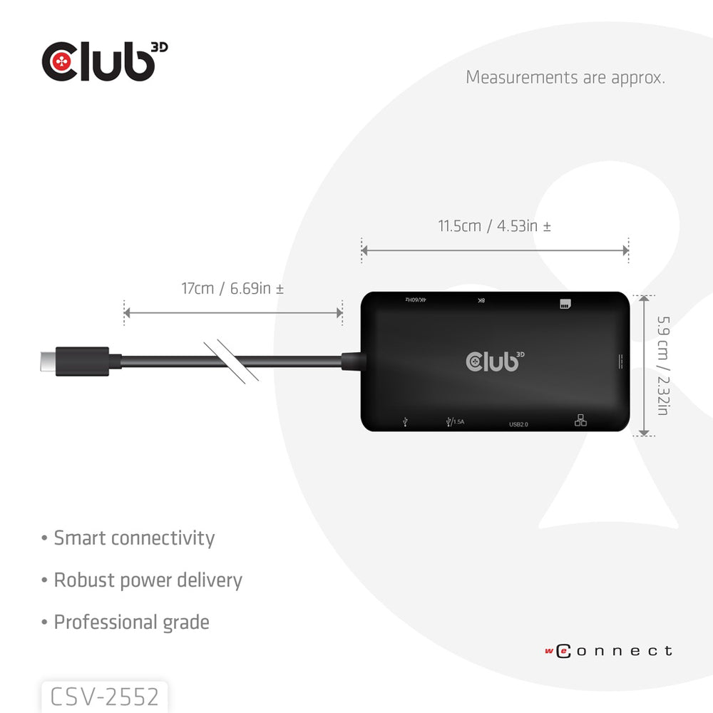CLUB3D CSV-2552 USB TYPE-C 9-IN-1 DUAL DISPLAY PORT REPLICATOR WITH 8K @30HZ HDMI AND PD3.0 MAX. 100W - image 5
