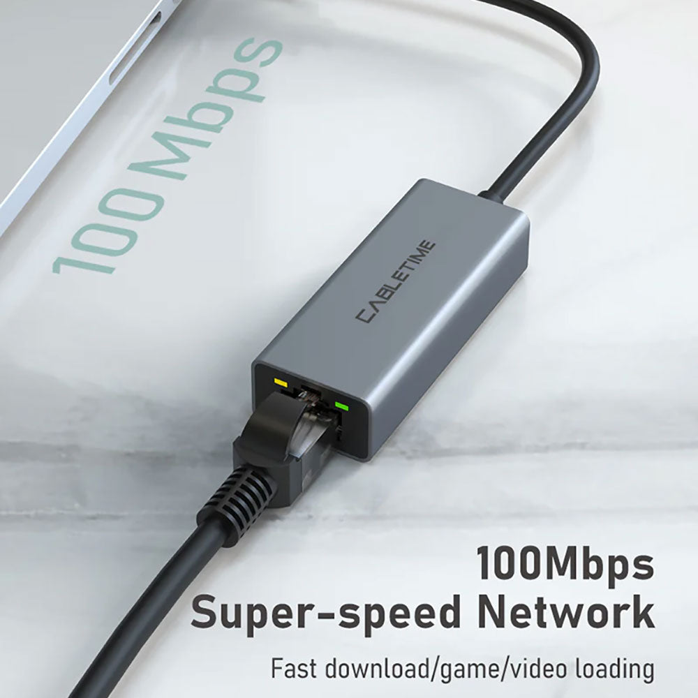 CABLETIME CB52G 0.15M USB2.0 TO 10/100M ETHERNET ADAPTER (CT-AML100-AG) - image 2