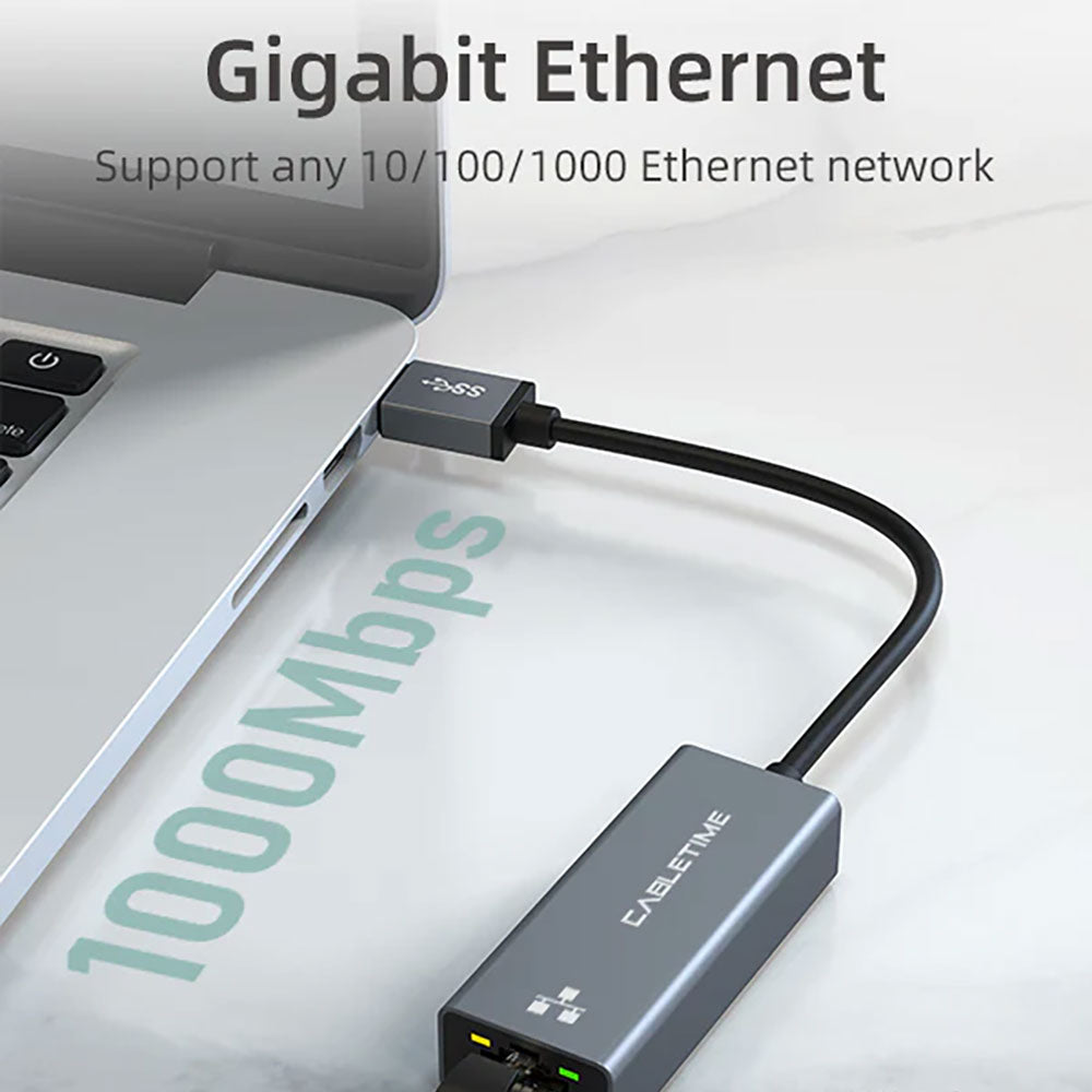 CABLETIME CB50G 15CM USB3.0 TO GIGABIT ETHERNET ADAPTER (CT-AML1000-AG) - image 2