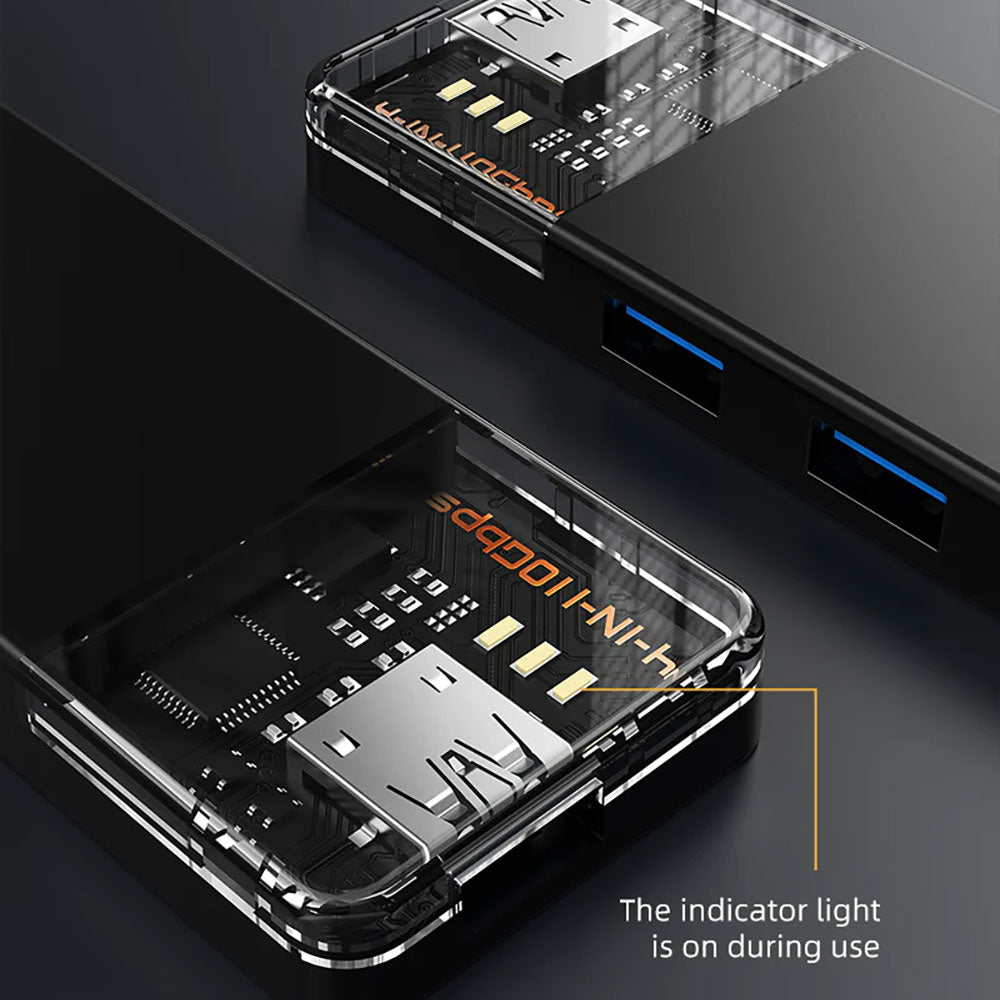 CABLETIME CB05B 20CM 4-PORT USB3.2 10GBPS HUB WITH USB TYPE-C/A ADAPTER (CT-HUBT5-PB) - image 5