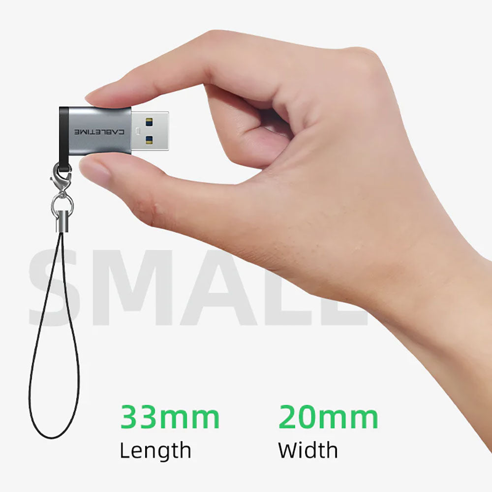 CABLETIME CP73G USB3.0 MALE TO USB TYPE-C OTG ADAPTER WITH KEYCHAIN LANYARD (CT-OTG-AMCF-AGL) - image 2