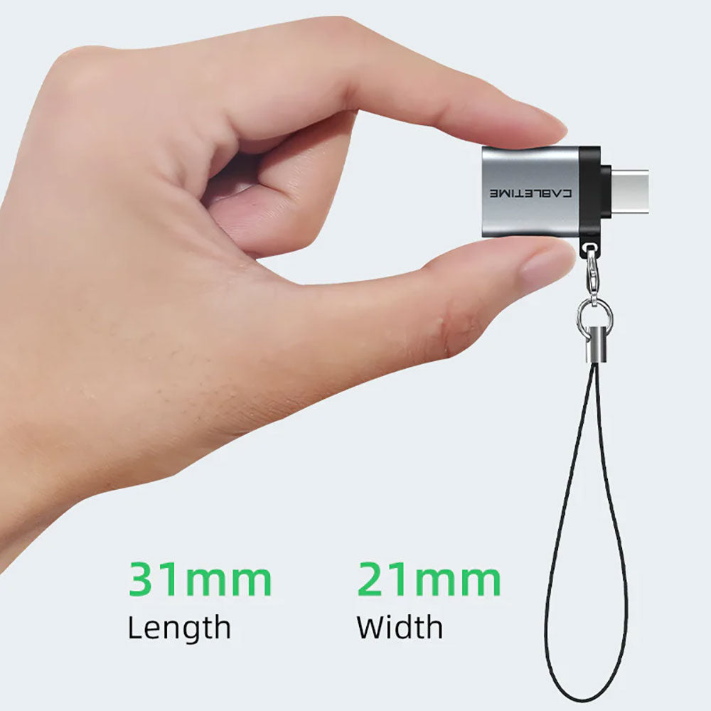 CABLETIME CP71G USB3.0 TYPE-C MALE TO USB TYPE-A FEMALE OTG ADAPTER WITH KEYCHAIN LANYARD (CT-OTG-CMAF-AGL) - image 5