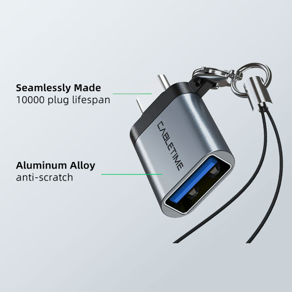 CABLETIME CP71G USB3.0 TYPE-C MALE TO USB TYPE-A FEMALE OTG ADAPTER WITH KEYCHAIN LANYARD (CT-OTG-CMAF-AGL) - image 3
