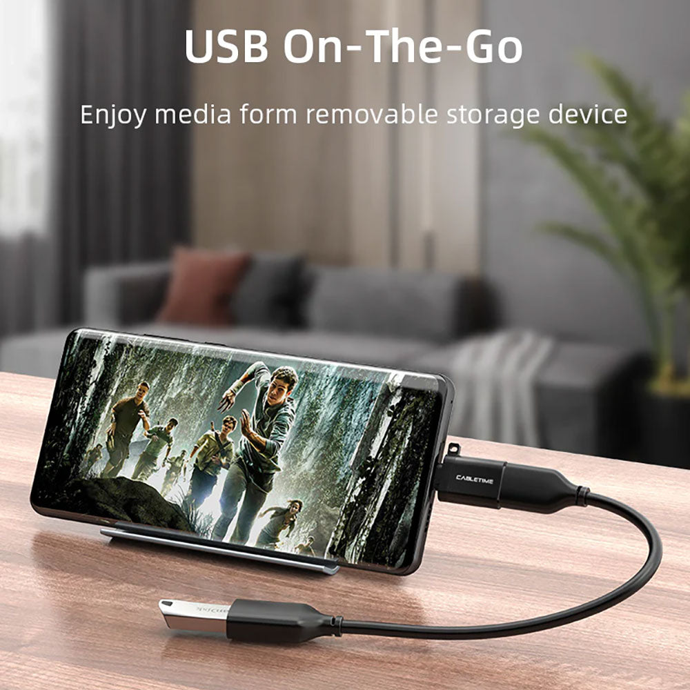 CABLETIME CP71G USB3.0 TYPE-C MALE TO USB TYPE-A FEMALE OTG ADAPTER WITH KEYCHAIN LANYARD (CT-OTG-CMAF-AGL) - image 4