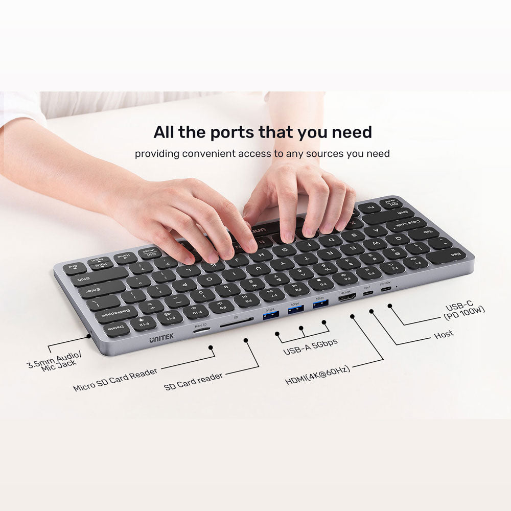 UNITEK 9-IN-1 USB-C HUB WITH KEYBOARD(D1092A) - image 2