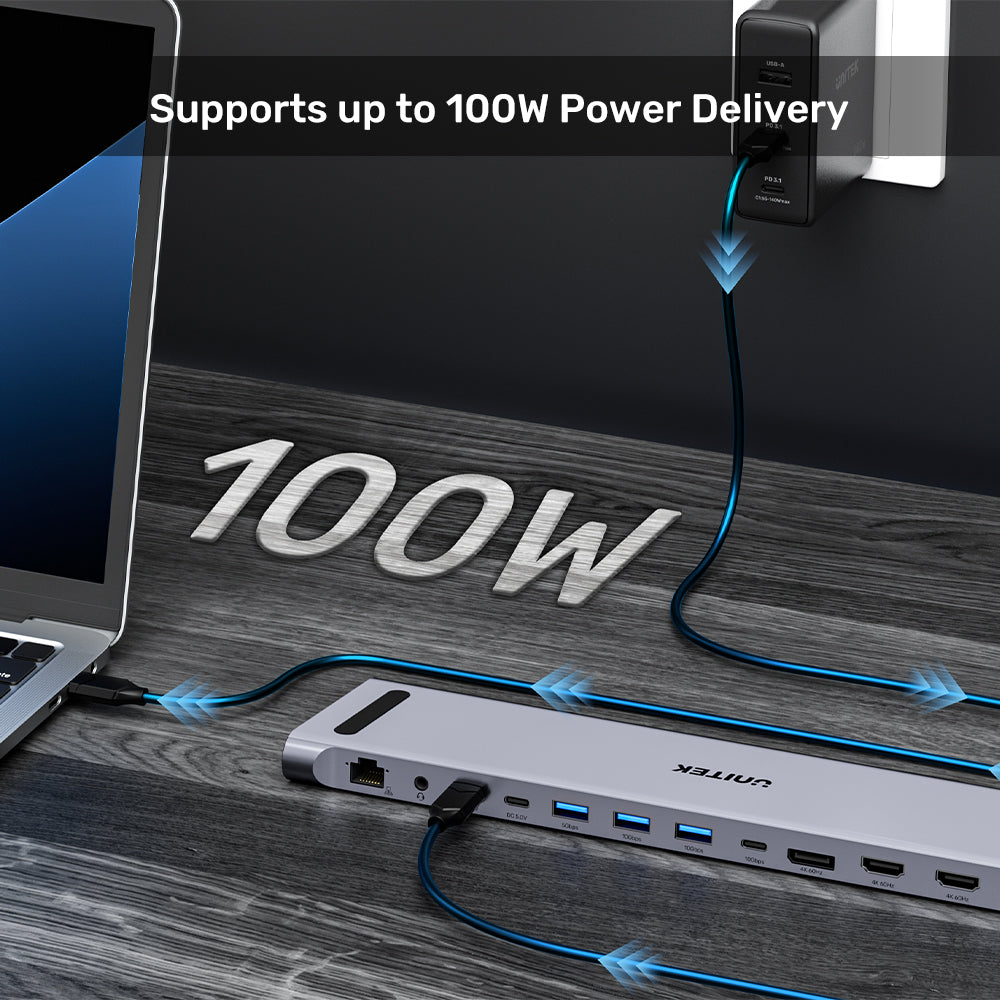 UNITEK USB-C TRIPLE 4K KVM DS 100W(15IN1) (D1106A) - image 12