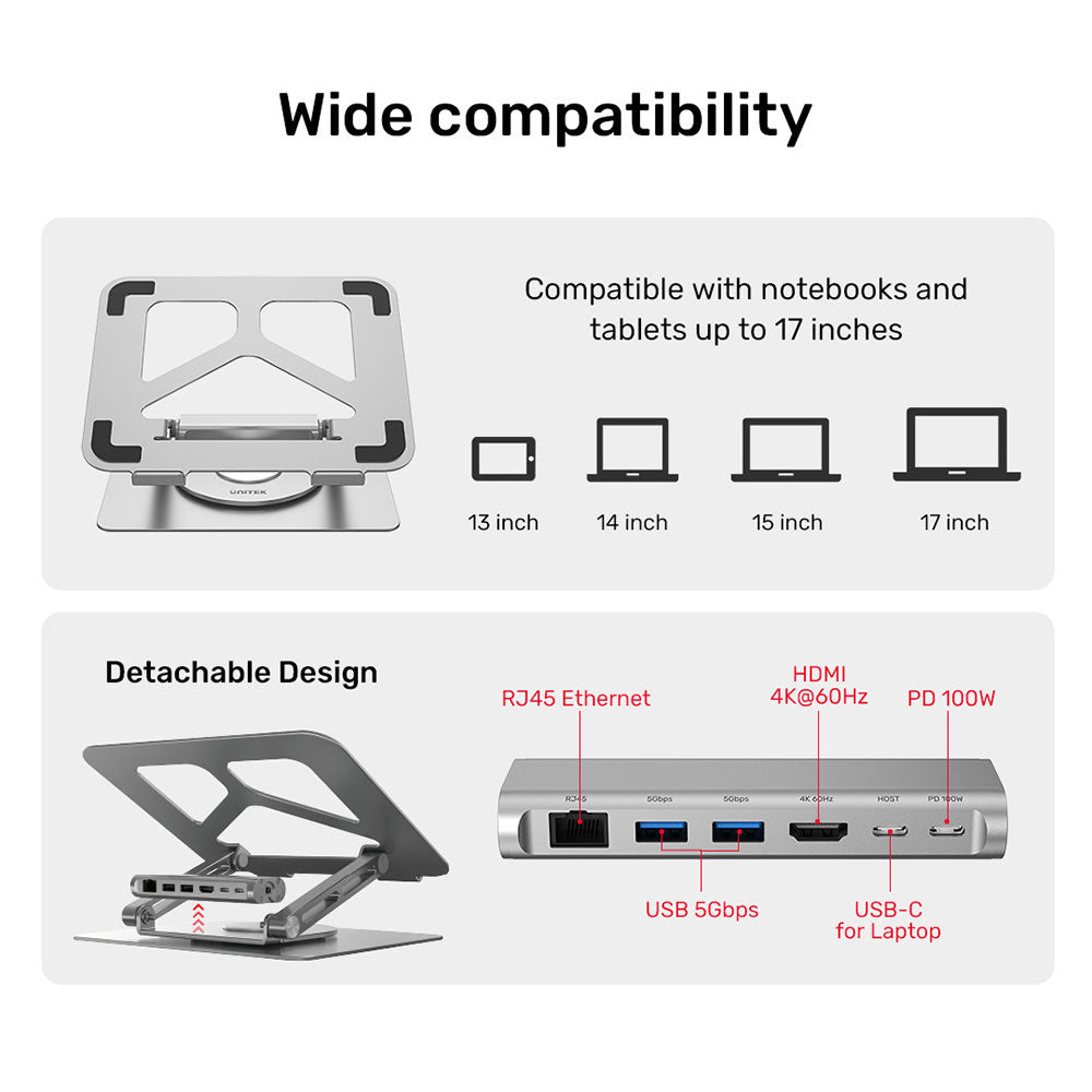 UNITEK ROTATING LAPTOP STAND WTH USB-C-HUB(D1109A) - image 10