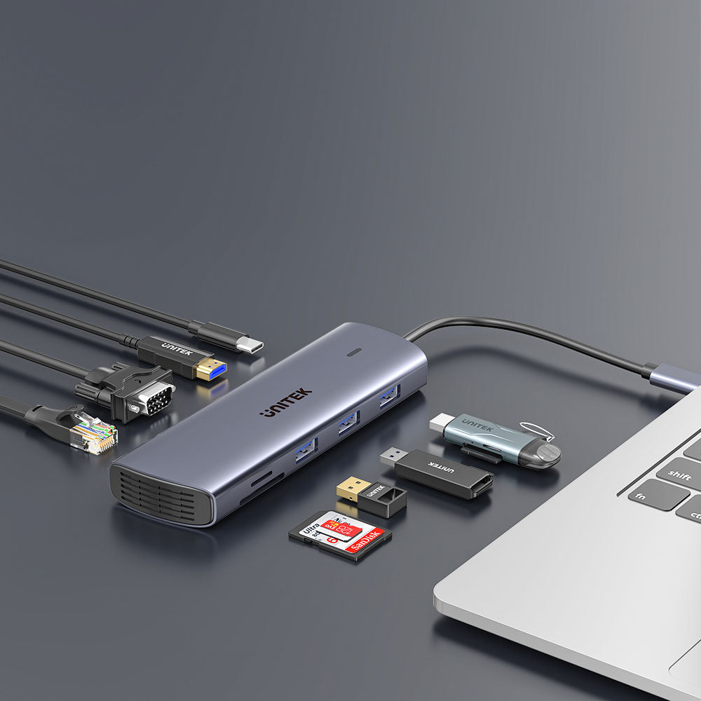 UNITEK 9IN1 USB3 HUB WITH DUAL CARD RD(D1113A) - image 7