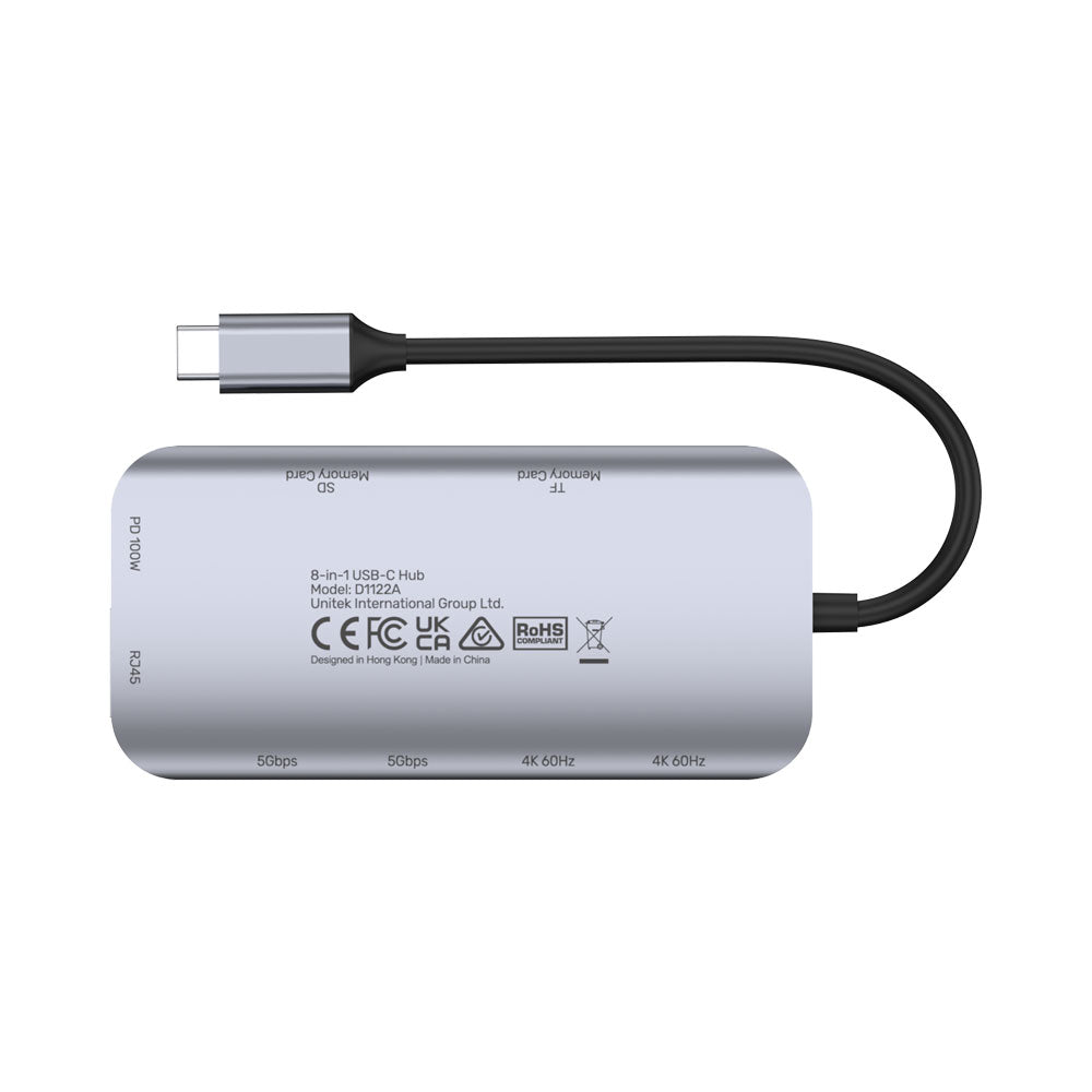 UNITEK USB-C 8IN1 HUB SPACE GRY(D1122A01) - image 5