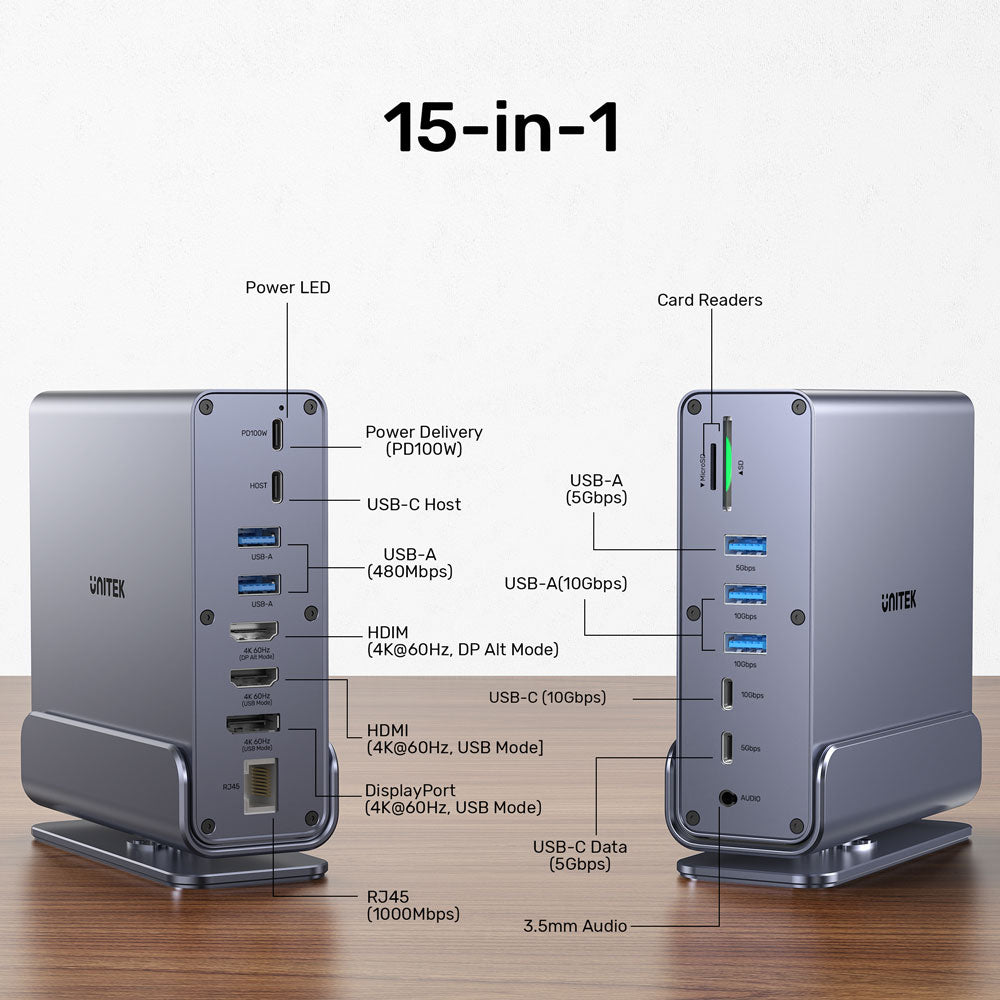 UNITEK USB-C HUB USB3.1(15IN1) TRIPLE 4K(D1135A)M2 - image 9