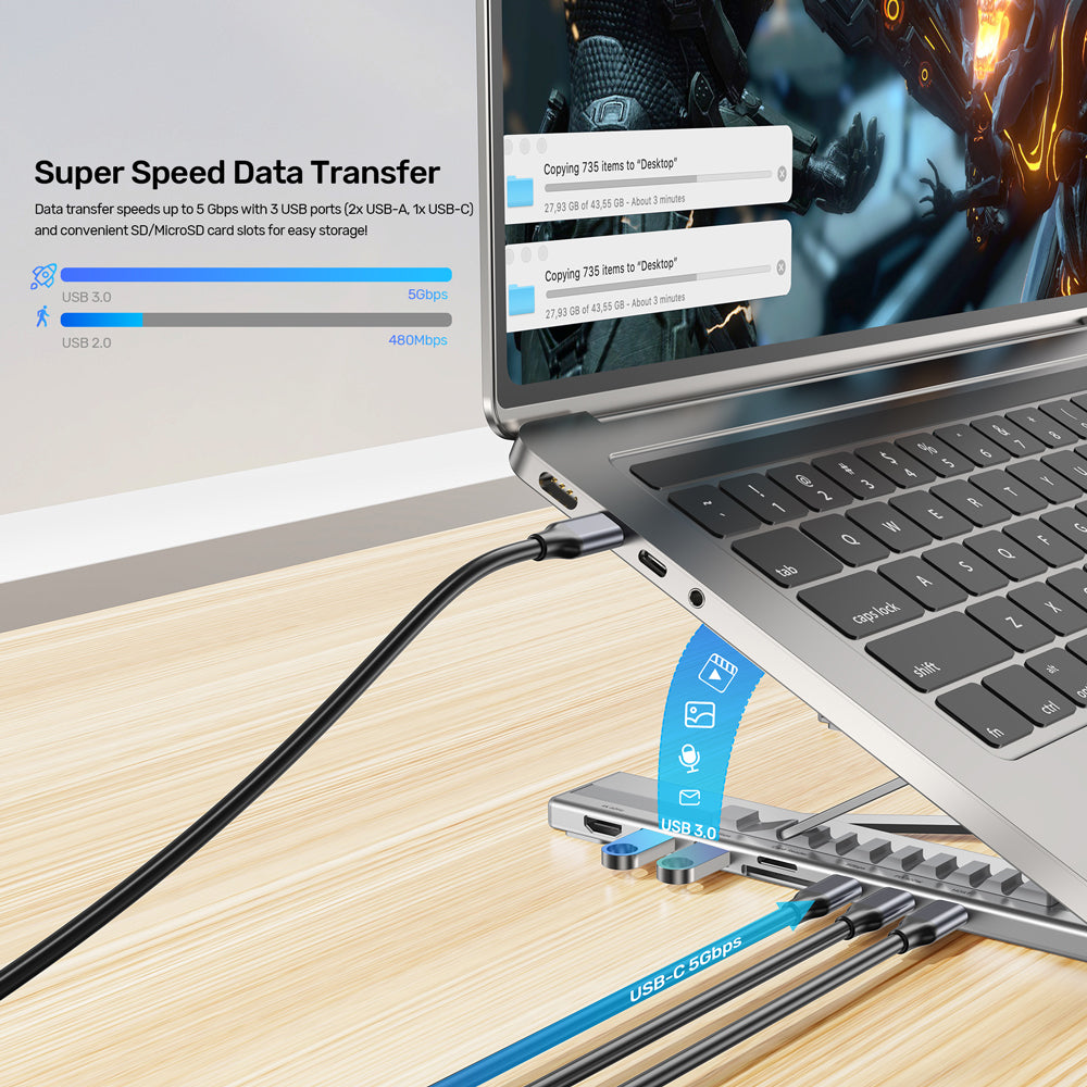 UNITEK USB-C FOLDABLE LAPTOP STAND (7IN1) (D1137A) - image 3