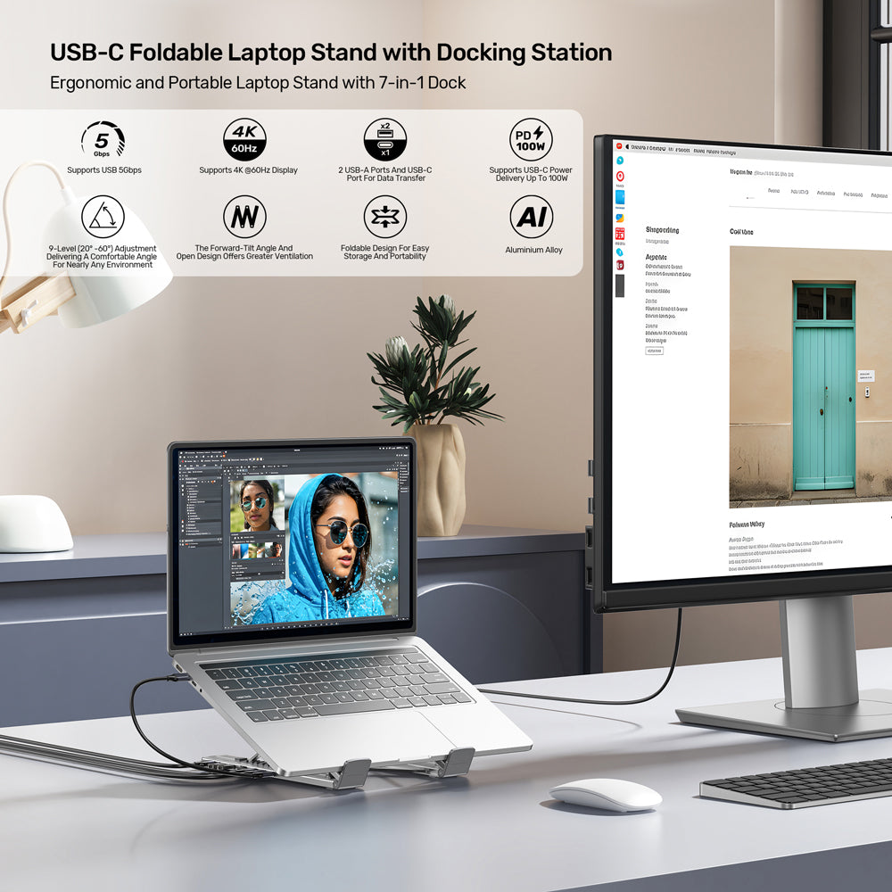 UNITEK USB-C FOLDABLE LAPTOP STAND (7IN1) (D1137A) - image 12