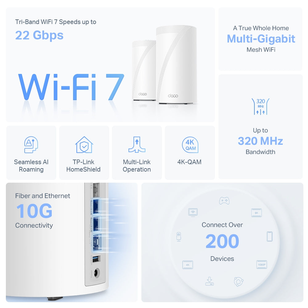 TP-LINK DECO BE85 BE19000 WHOLE HOME WIFI 7 - 2PK - image 6