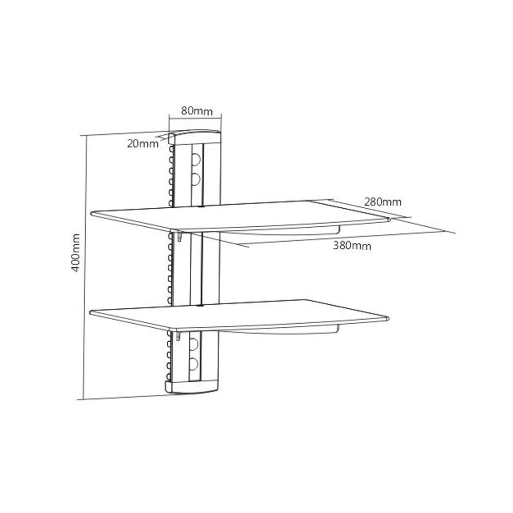 BRACKET DVD,2 SHELVES 6MM BLACK GLASS, 8KG.. - image 2
