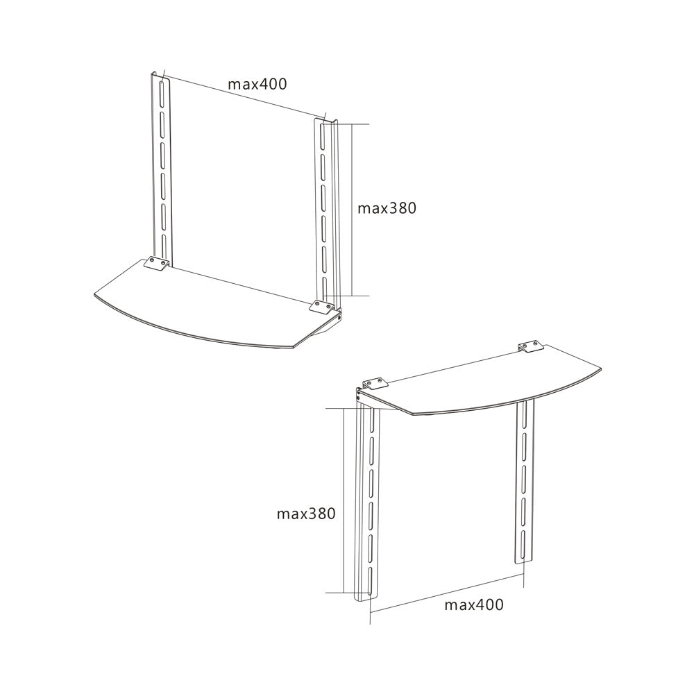 BRACKET DVD, 1 SHELF STEEL, GLASS  5MM UP TO 10KG* - image 3