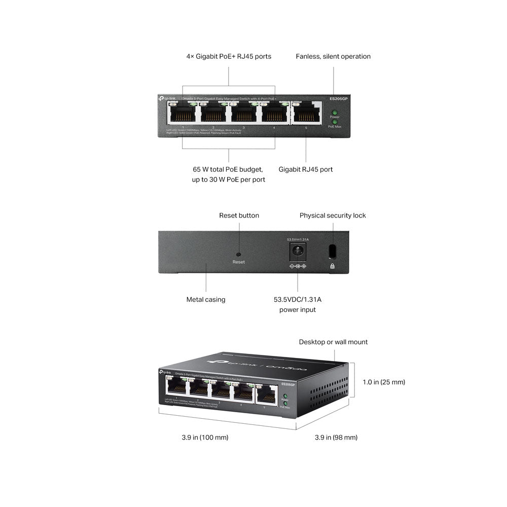 TP-LINK OMADA 5PORT POE+ GB MANAGED SWITCH - image 6