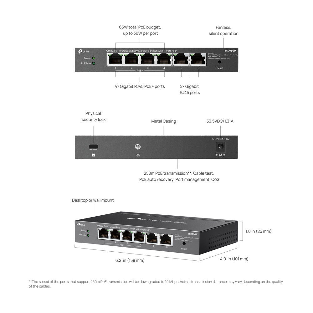 TP-LINK OMADA 6P 1GB MANAGED 4P POE SWITCH - image 7