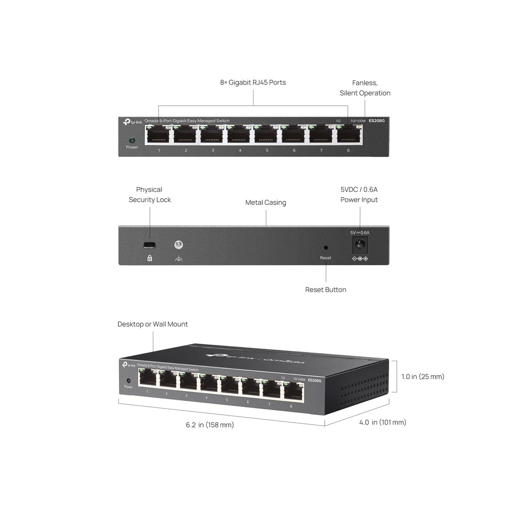 TP-LINK OMADA ES208G 8-PORT GIGABIT EASY MANAGED SWITCH - image 7