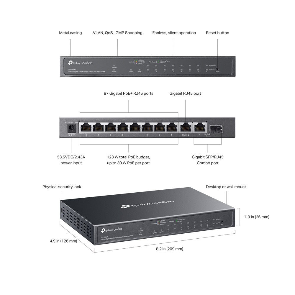 TP-LINK OMADA 10PORT POE+ GB MANAGED SWITCH - image 6