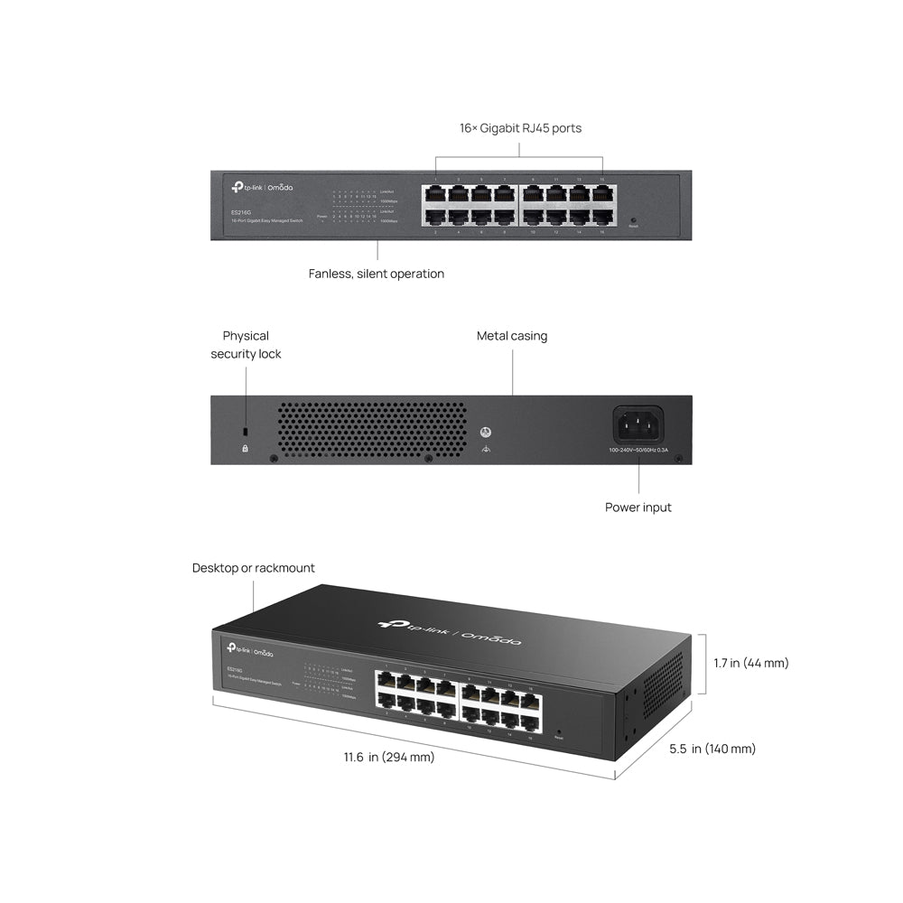 TP-LINK OMADA ES216G 16-PORT GIGABIT EASY MANAGED SWITCH - image 7