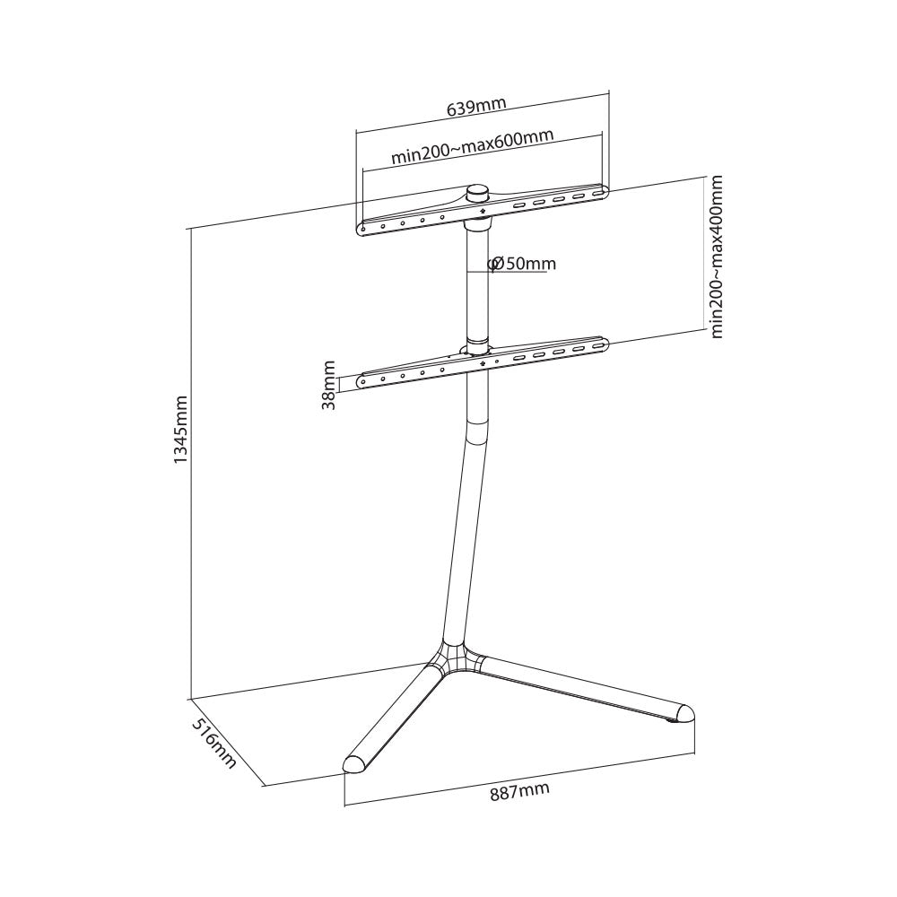 BRACKET 40-70 INCH 40KG CHROME PLATED SLENDER... - image 2