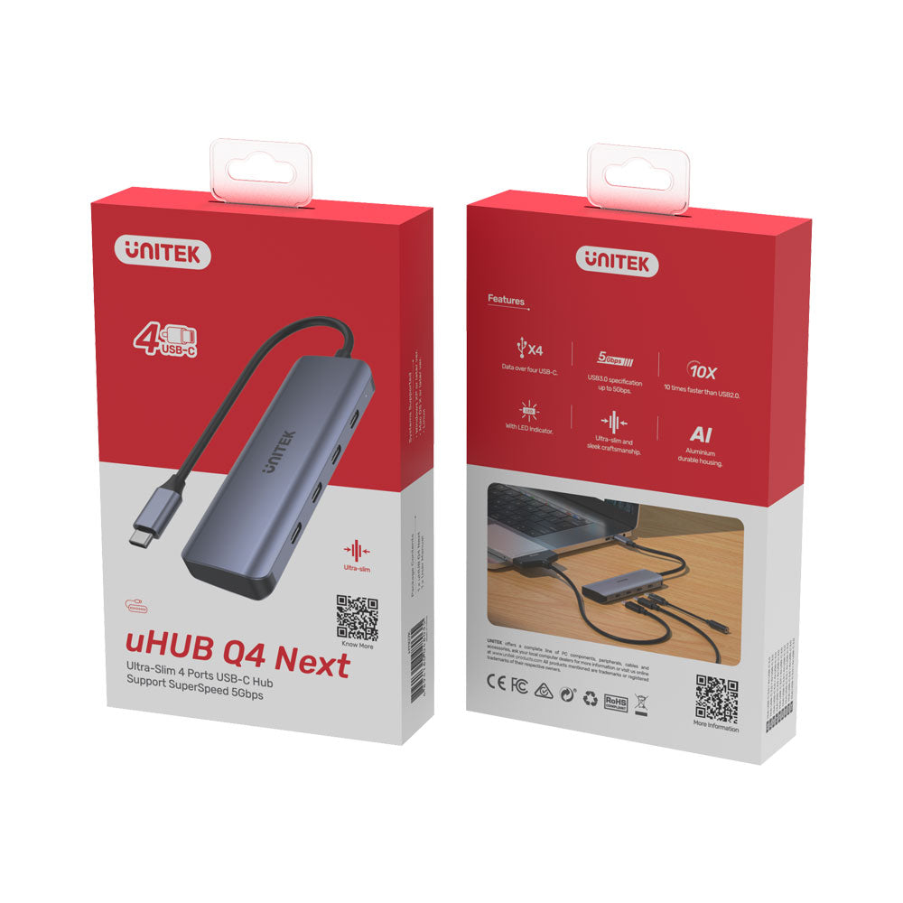 UNITEK 4-PORT TYPE-C GEN2 HUB GREY (H1107K) - image 4