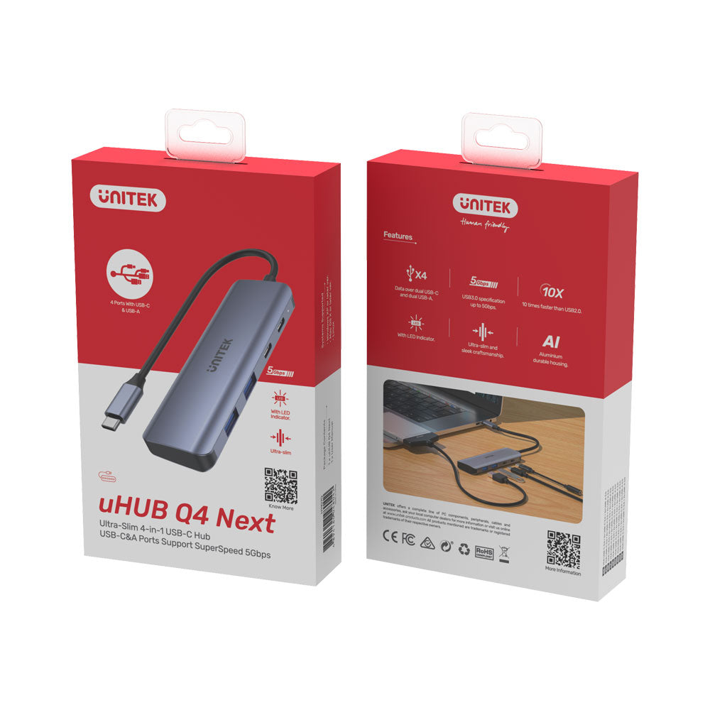 UNITEK 4-PORT TYPE-C GEN2 HUB GREY 2A2C (H1107Q)* - image 4