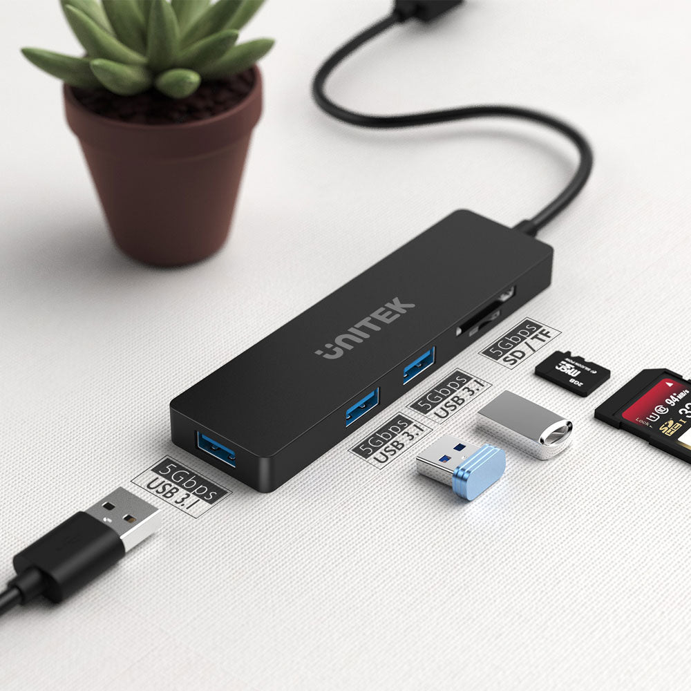 UNITEK USB3.1 3-PORT USB HUB WITH CARD RD (H1108A) - image 4