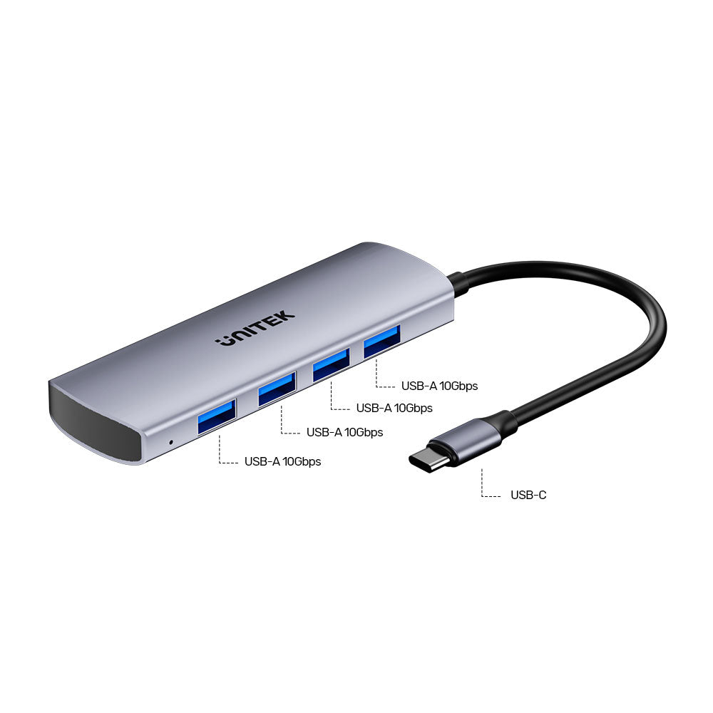 UNITEK 10GPS USB-C 4IN1 HUB 2 USB-A GRY(H1112EGY01 - image 4