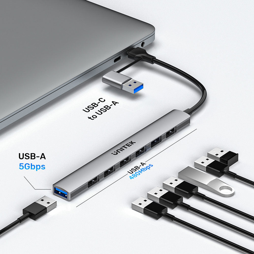 UNITEK USB-C/USB-A 7PORT IN HUB 5GBPS(H1209A) - image 4