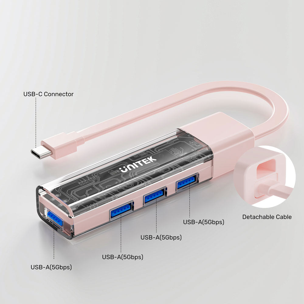 UNITEK USB TYPE-C 4 PORT USB3.0 HUB BI-DI (WHITE) - image 10