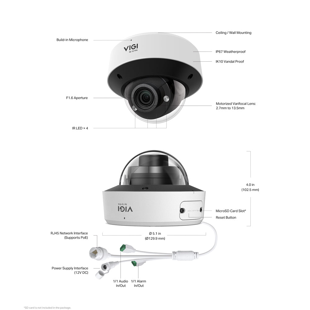 TP-LINK VIGI DOME IP CAMERA 4MP IR 2.7MM-13.5MM - image 5