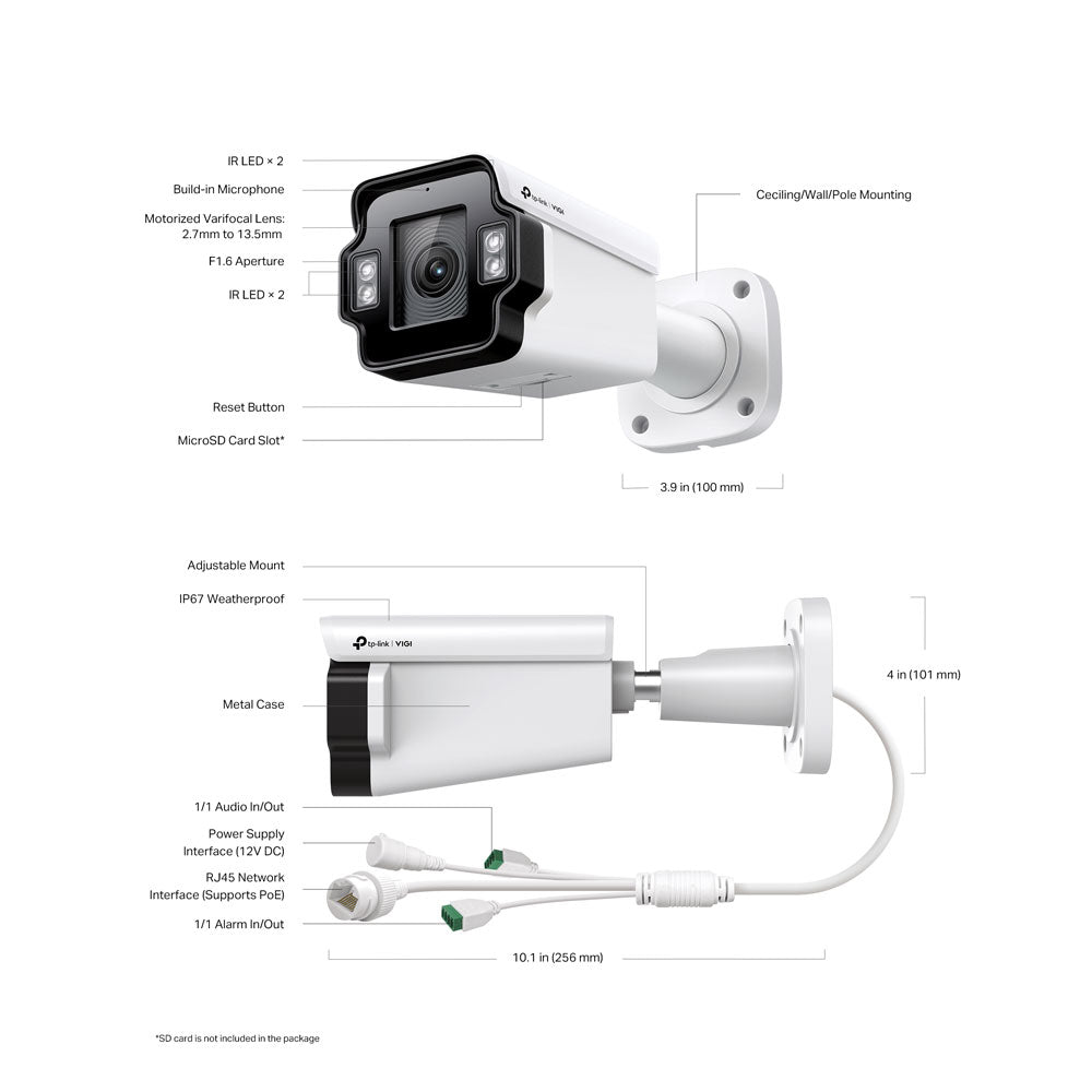TP-LINK VIGI BULLET IP CAMERA 4MP IR 2.7MM-13.5MM - image 3