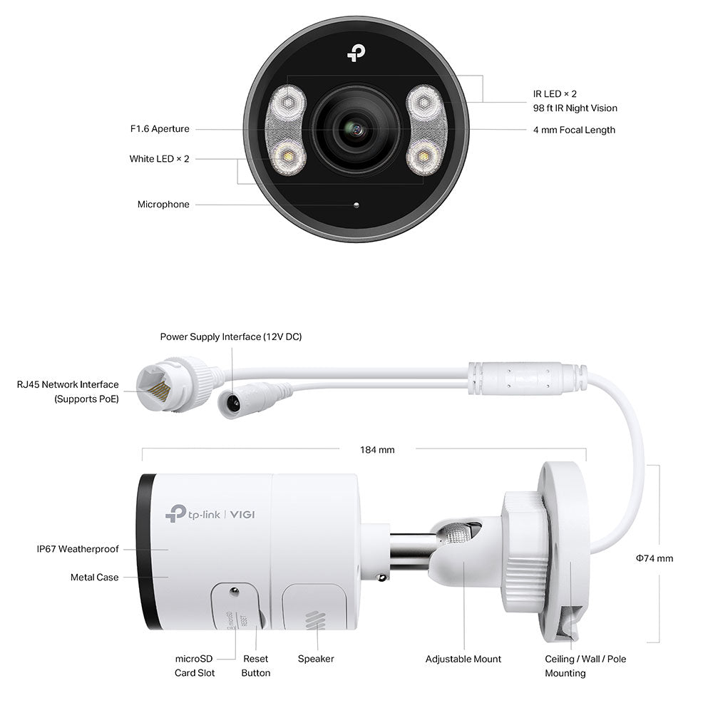 TP-LINKVIGI INSIGHT S385 8 MP OUTDOOR FULL-COLOUR BULLET NETWORK CAMERA (4MM LENS) - image 4
