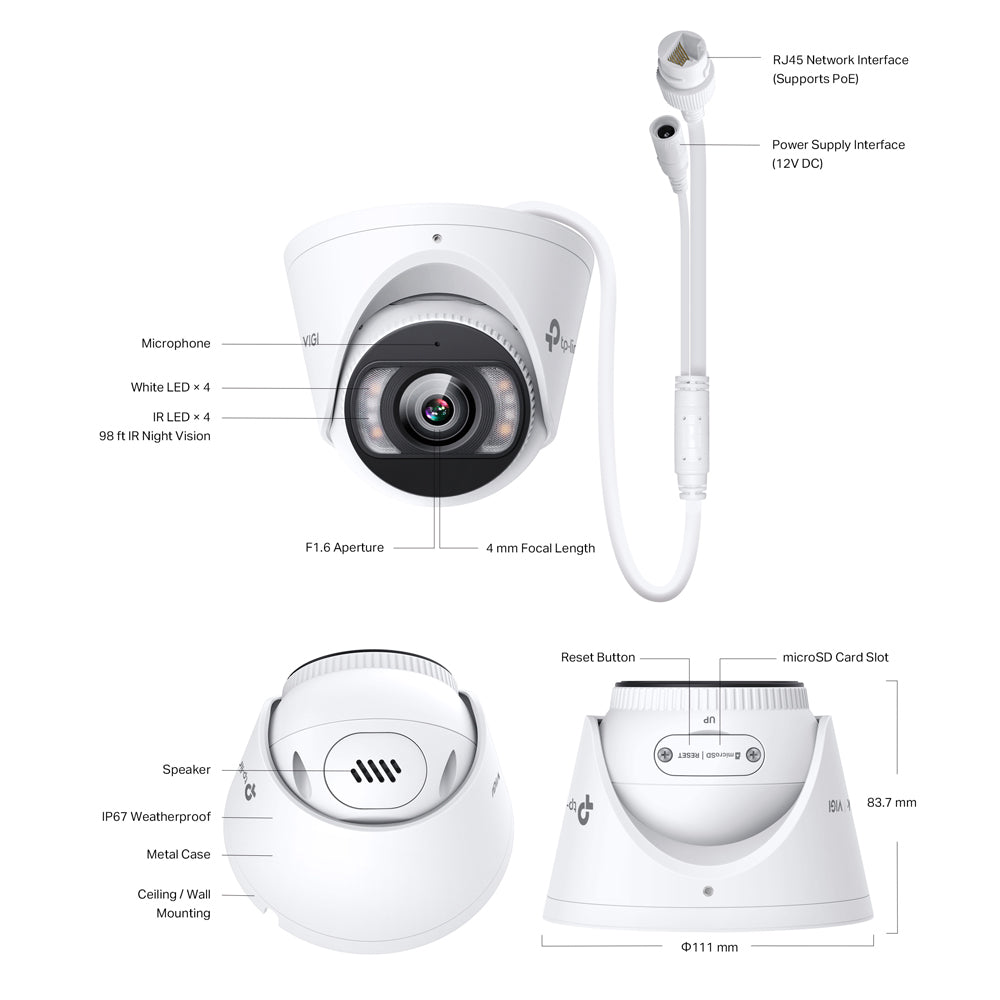 TP-LINK VIGI INSIGHT S445 4MP FULL-COLOUR TURRET NETWORK CAMERA - image 6