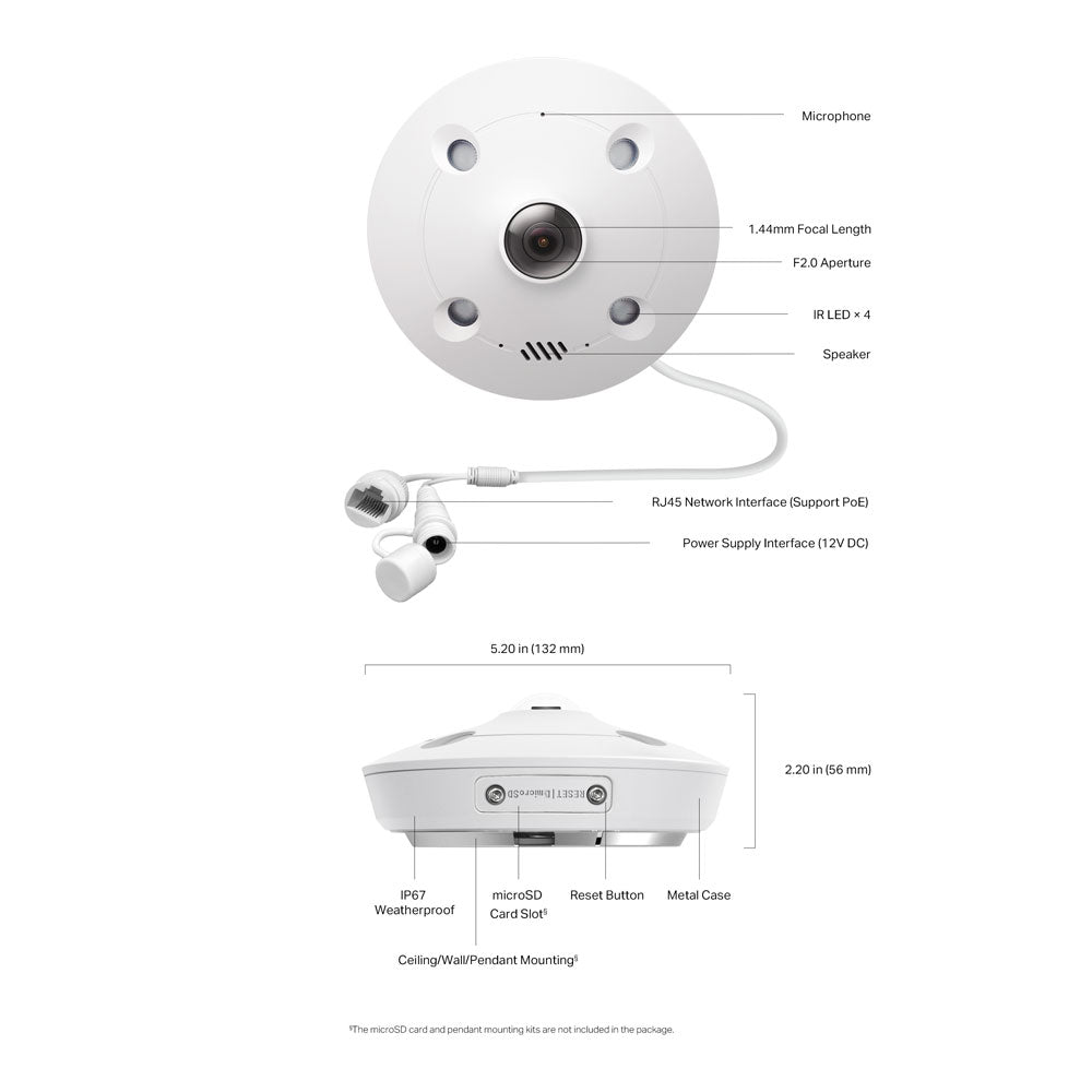 TP-LINK VIGI FISHEYE IP CAMERA 5MP 1.44MM - image 4