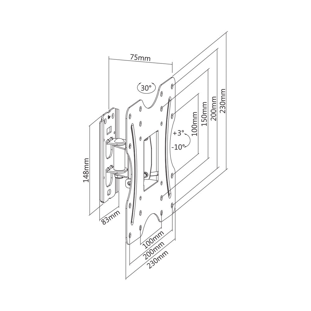LINKQNET KLA27-220 23-42" SUPER VALUE FULL-MOTION TV WALL MOUNT BRACKET - image 2