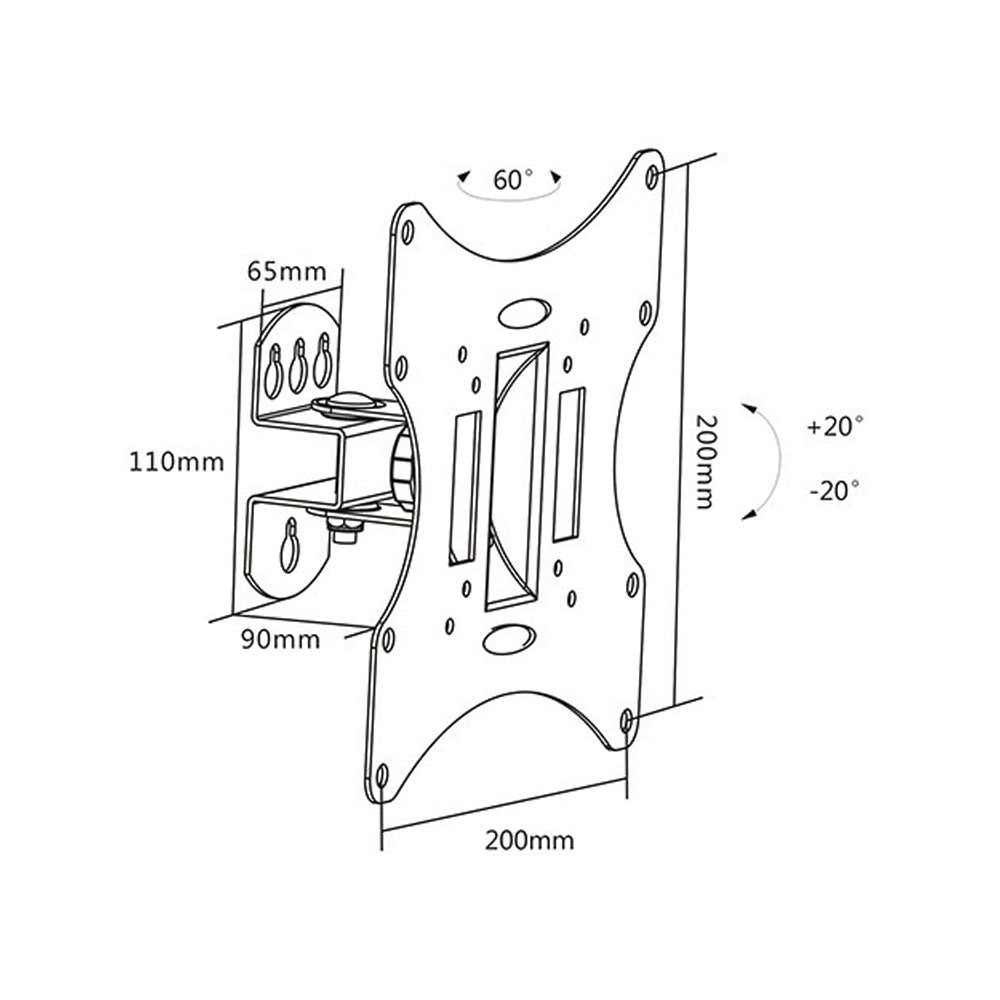 BRACKET17-37IN WALL LED,LCD,60SWIVEL,20TILT30KG* - image 2