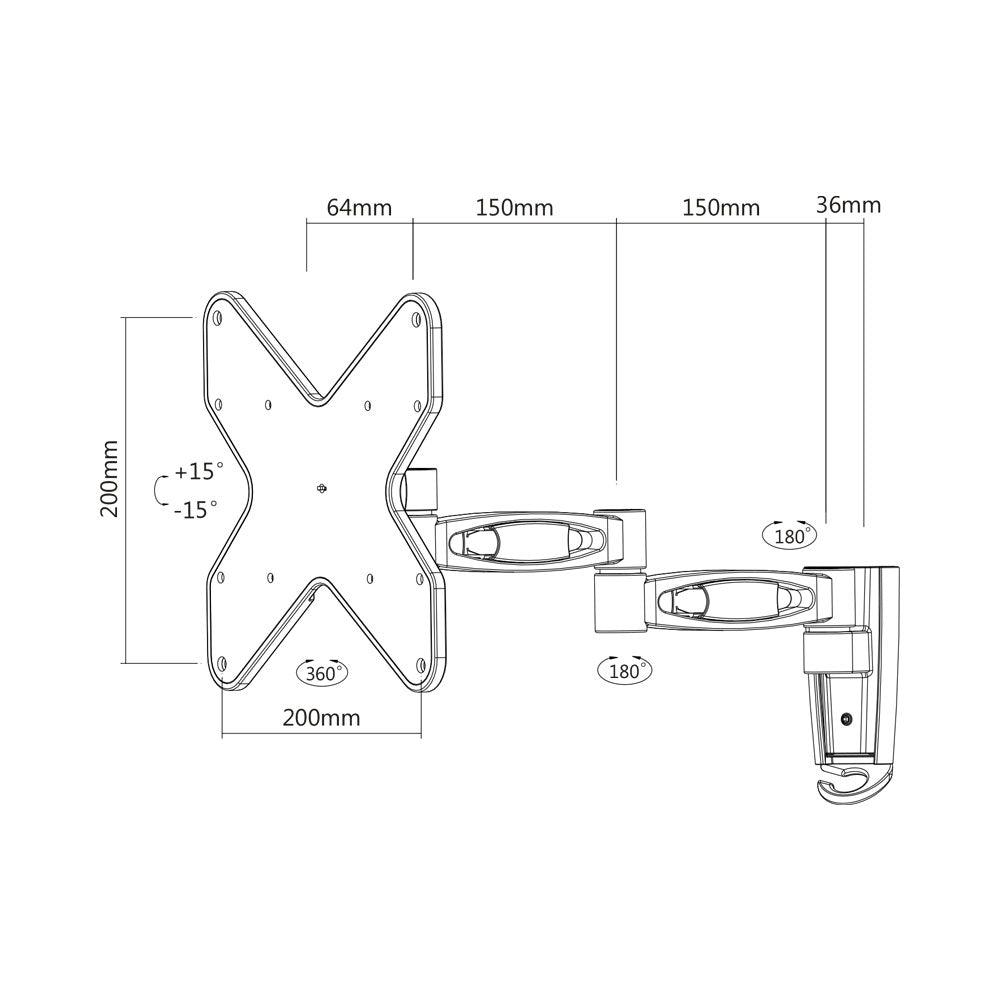 BRACKET 17-37IN LCD,15TILT, 360SWIVEL,20KG* - image 3