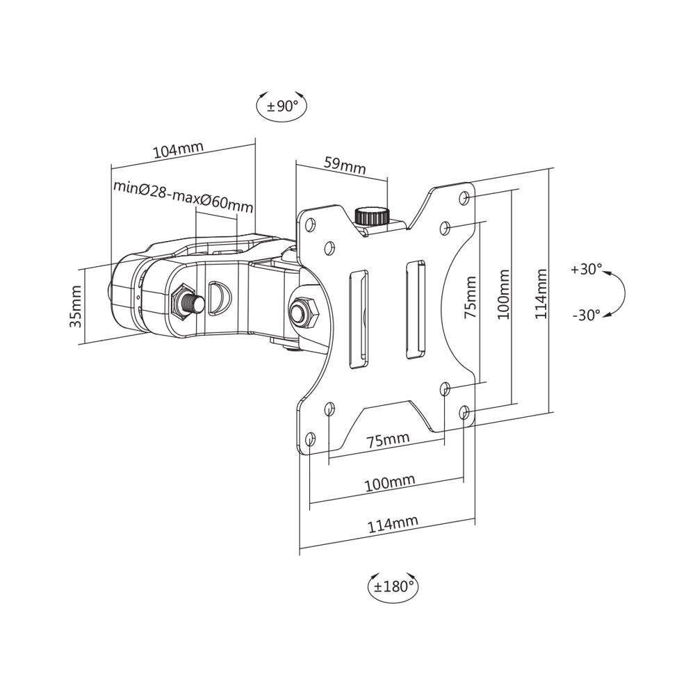 BRACKET PIVOT POLE MONITOR ARM 360DEG ROTATION 8KG - image 5