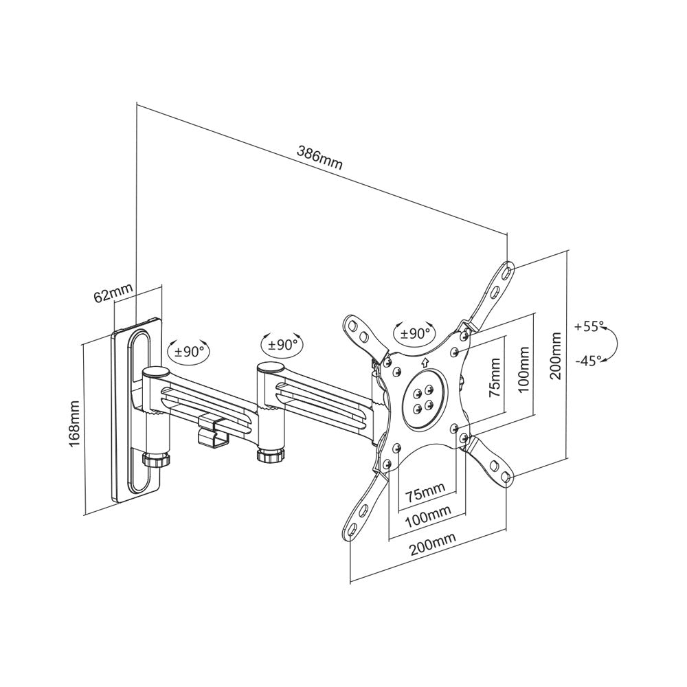 BRACKET 23-42 INCH, FULL MOTION TV, 25KG - image 2