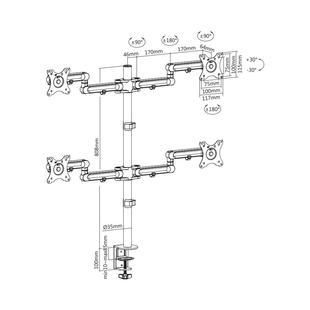BRACKET-QUAD MONITORS ARTICULATING MONITOR ARM - image 4
