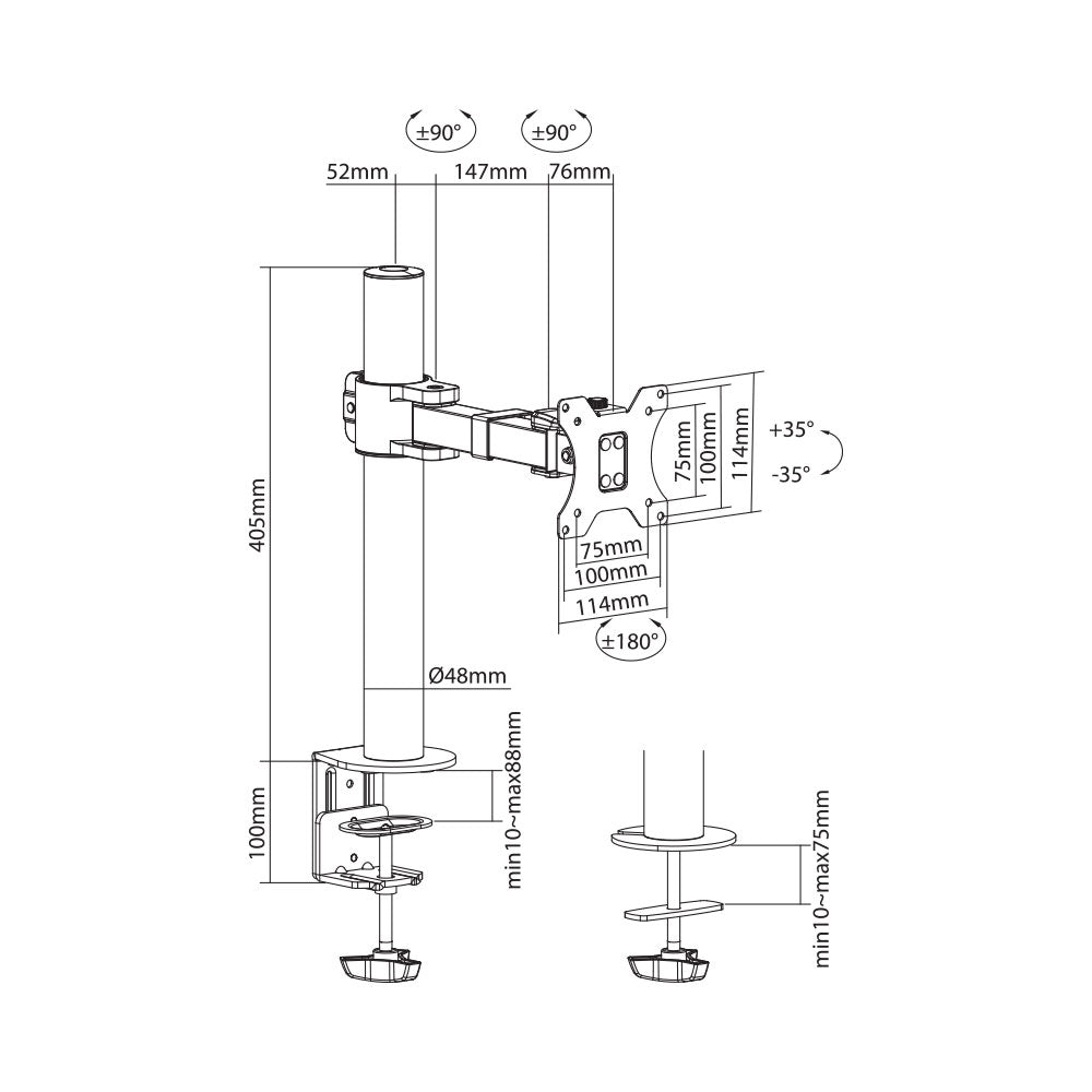 BRACKET 17-32IN,12KG SINGLE MONITOR ARTICULATING.* - image 7