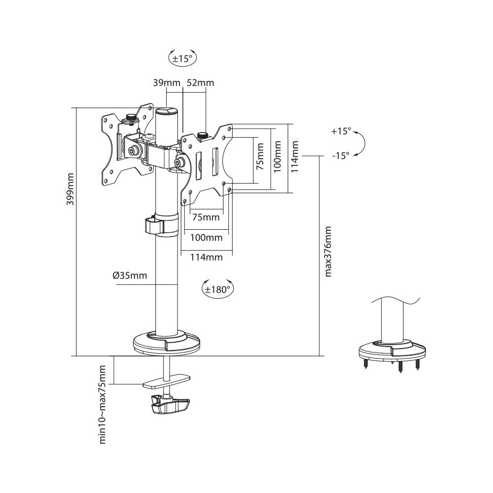 LINKQNET LDT40-G02 17-32" ARTICULATING POLE MOUNT BACK-TO-BACK DUAL MONITOR BRACKET - image 4