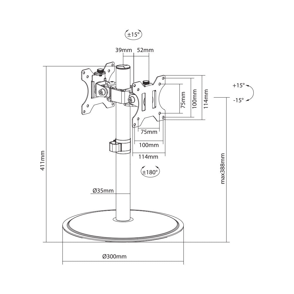 LINKQNET LDT40-T02 17-32" ARTICULATING POLE MOUNT BACK-TO-BACK DUAL MONITOR STAND BRACKET - image 3