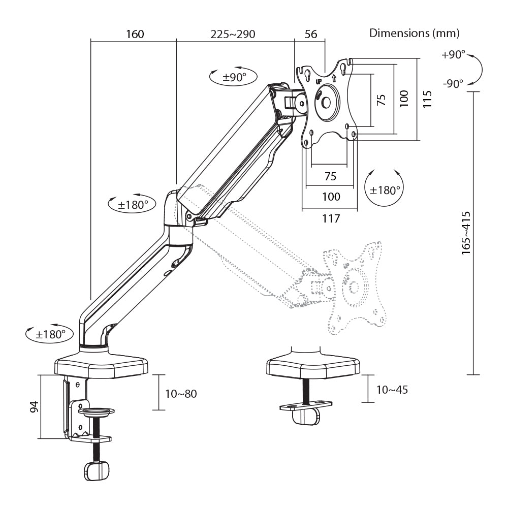 LINKQNET BRACKETS LDT46-C012E 17 - 32" SPRING-ASSISTED MONITOR ARM - image 14
