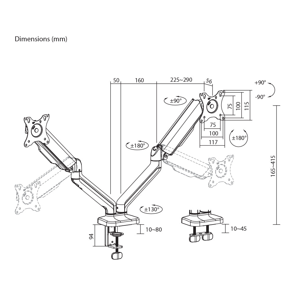 LINKQNET BRACKETS LDT46-C024E 17 - 32" SPRING-ASSISTED DUAL MONITOR ARM - image 8