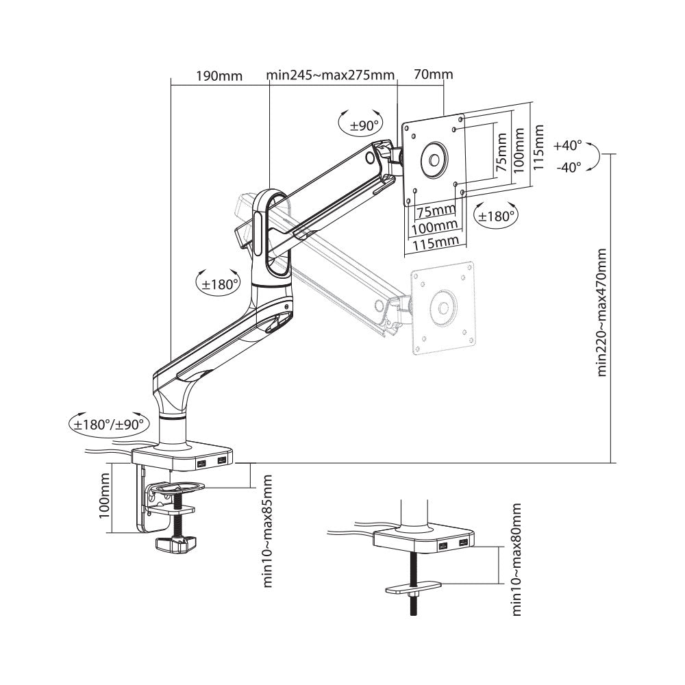 BRACKET-DUAL MONITOR ARM WITH USB PORTS ...* - image 9
