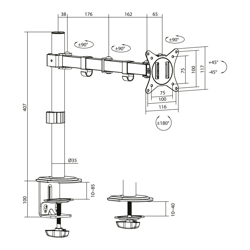BRACKET 17” TO  32” UP TO 9KG FREE TILT (ECO) - image 3