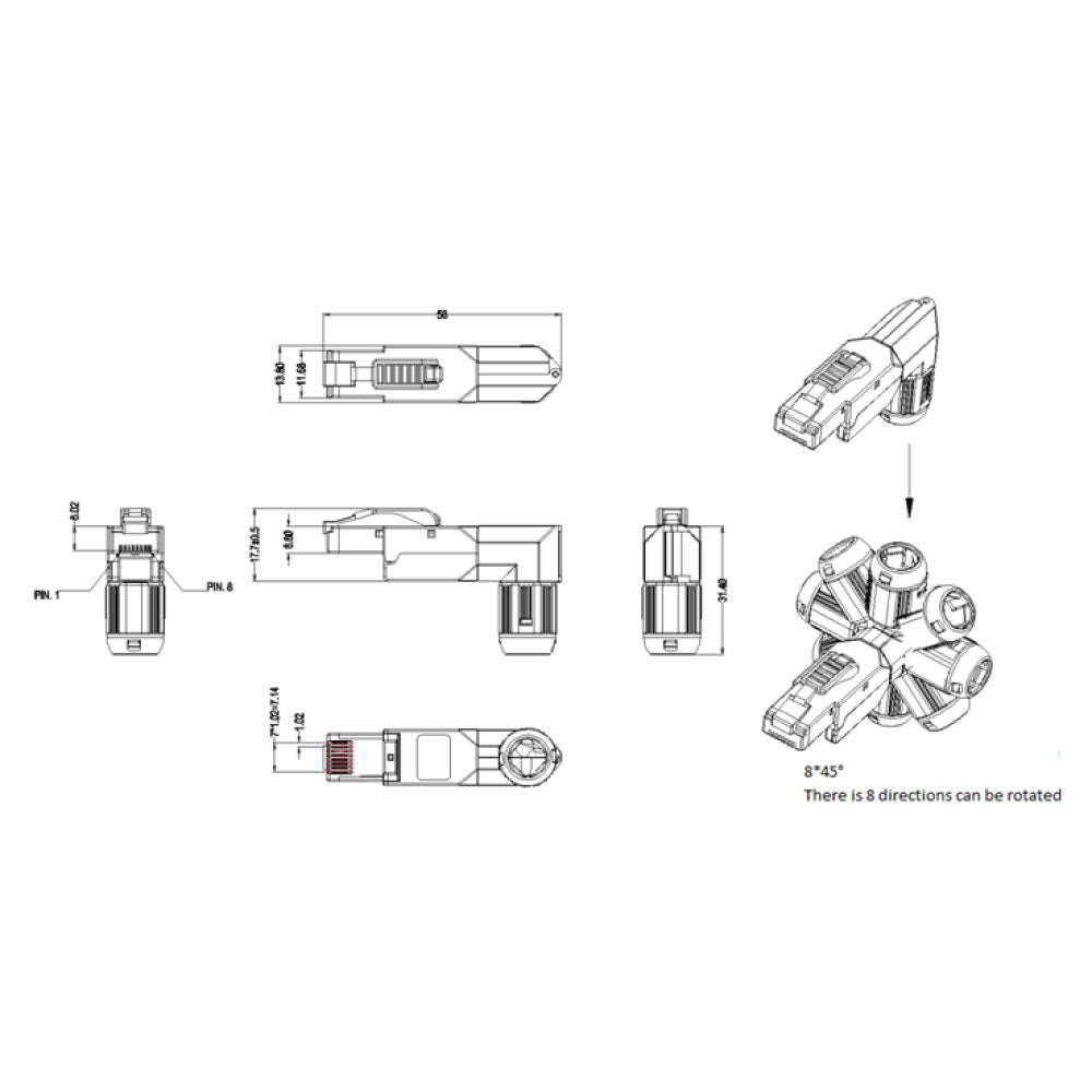 CAT8 SHIELDED FIELD PLUG WITH ANGLE - image 3